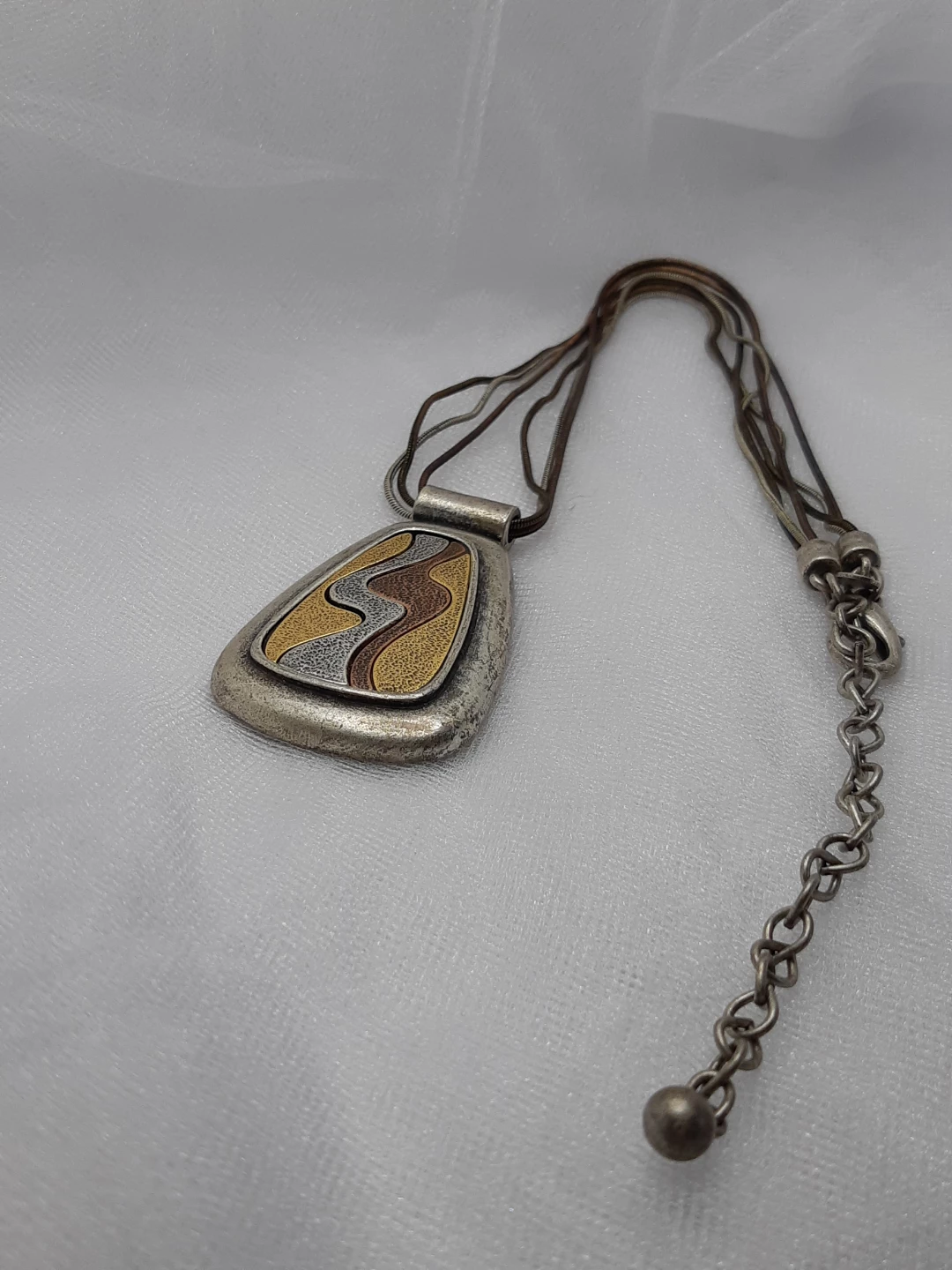 Vintage Chico's boho Multi Strand Mixed Metal pendant necklace - photo 3