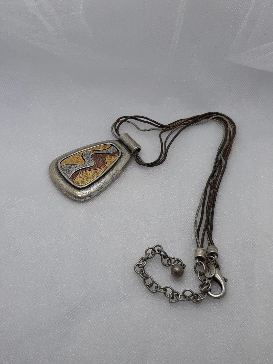 Vintage Chico's boho Multi Strand Mixed Metal pendant necklace - photo 2