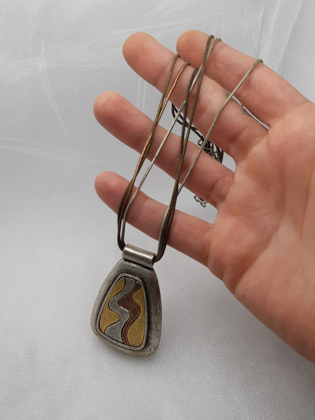 Vintage Chico's boho Multi Strand Mixed Metal pendant necklace - photo 5