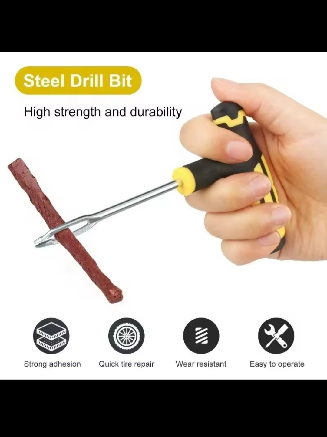 Tire Repair Kit with Steel Drill Bit and Glue - photo 3