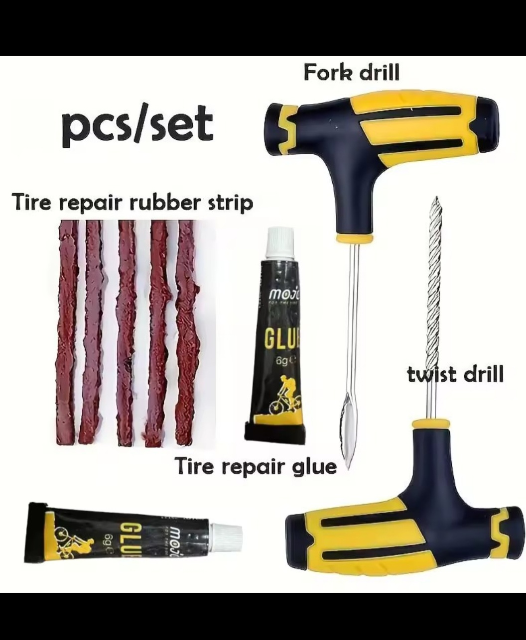 Tire Repair Kit with Steel Drill Bit and Glue - photo 5