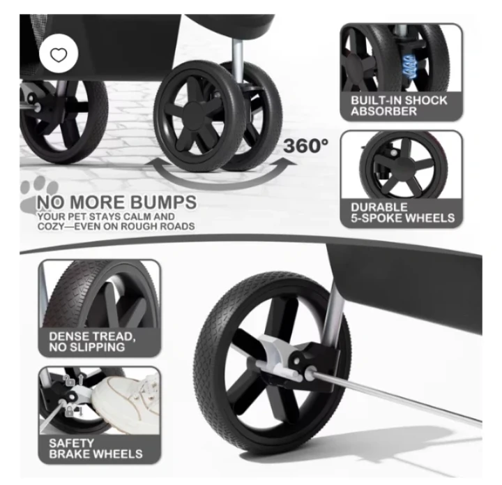 MoNiBloom Foldable Pet Stroller - Black - photo 4