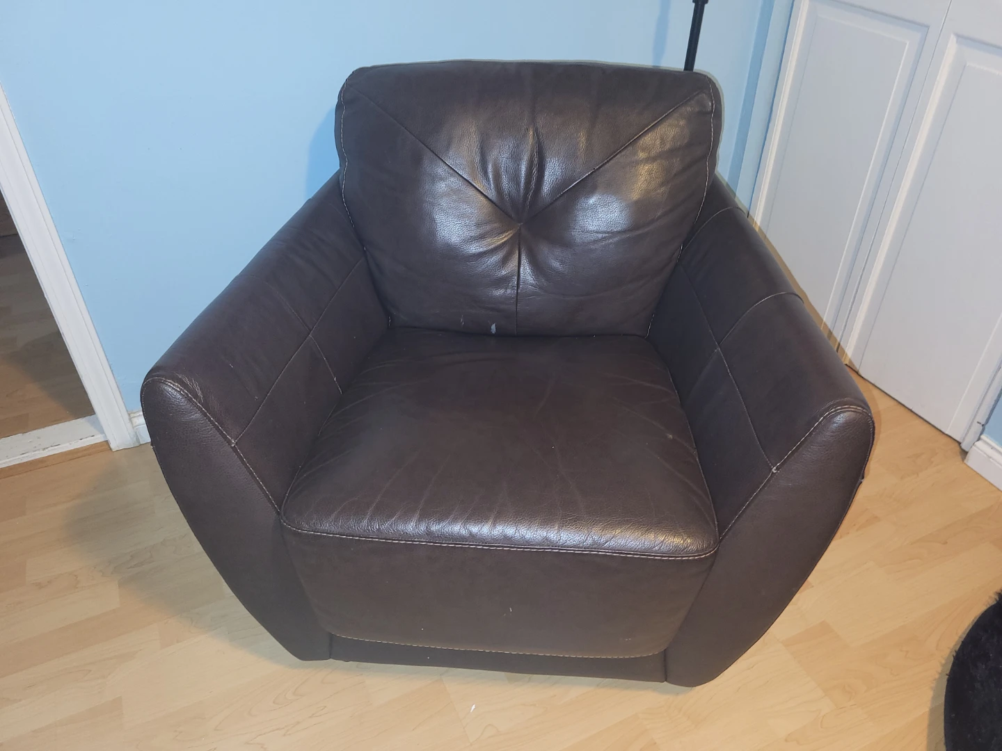 Brown Leather Sofa and Armchair - photo 3