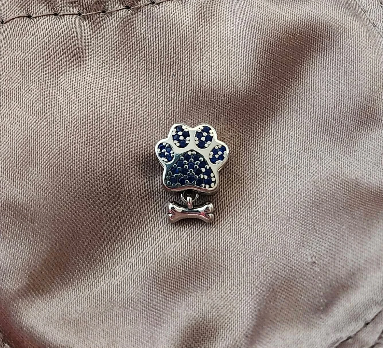 Blue Paw Print Charm with Bone - photo 2