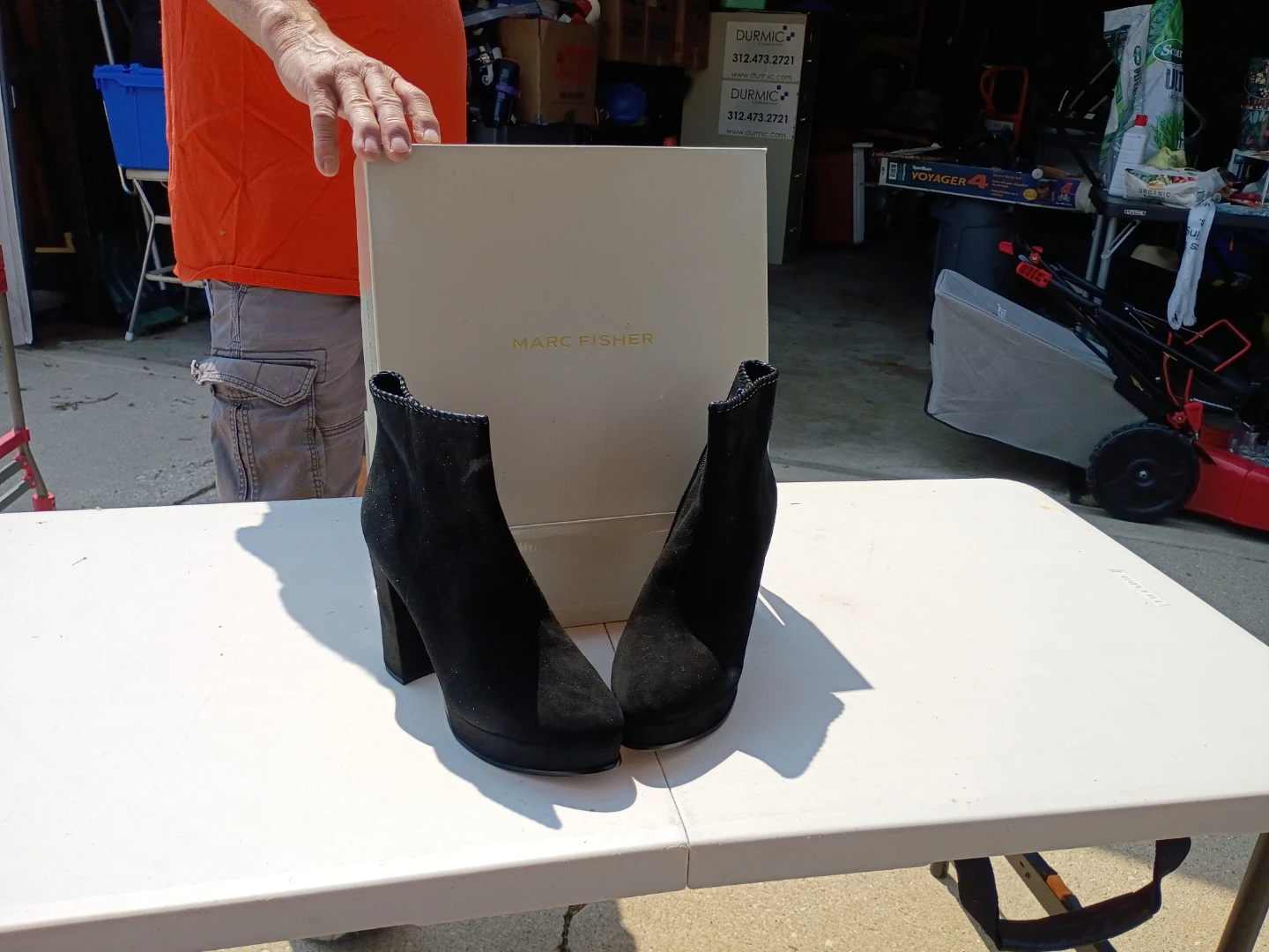 Marc Fisher Black Suede Platform Ankle Boots