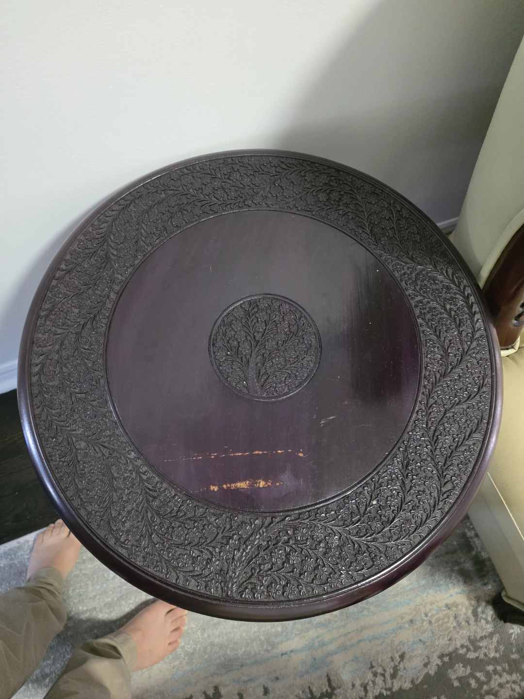Indian Carved Ebony Two Tier Side Table - photo 4