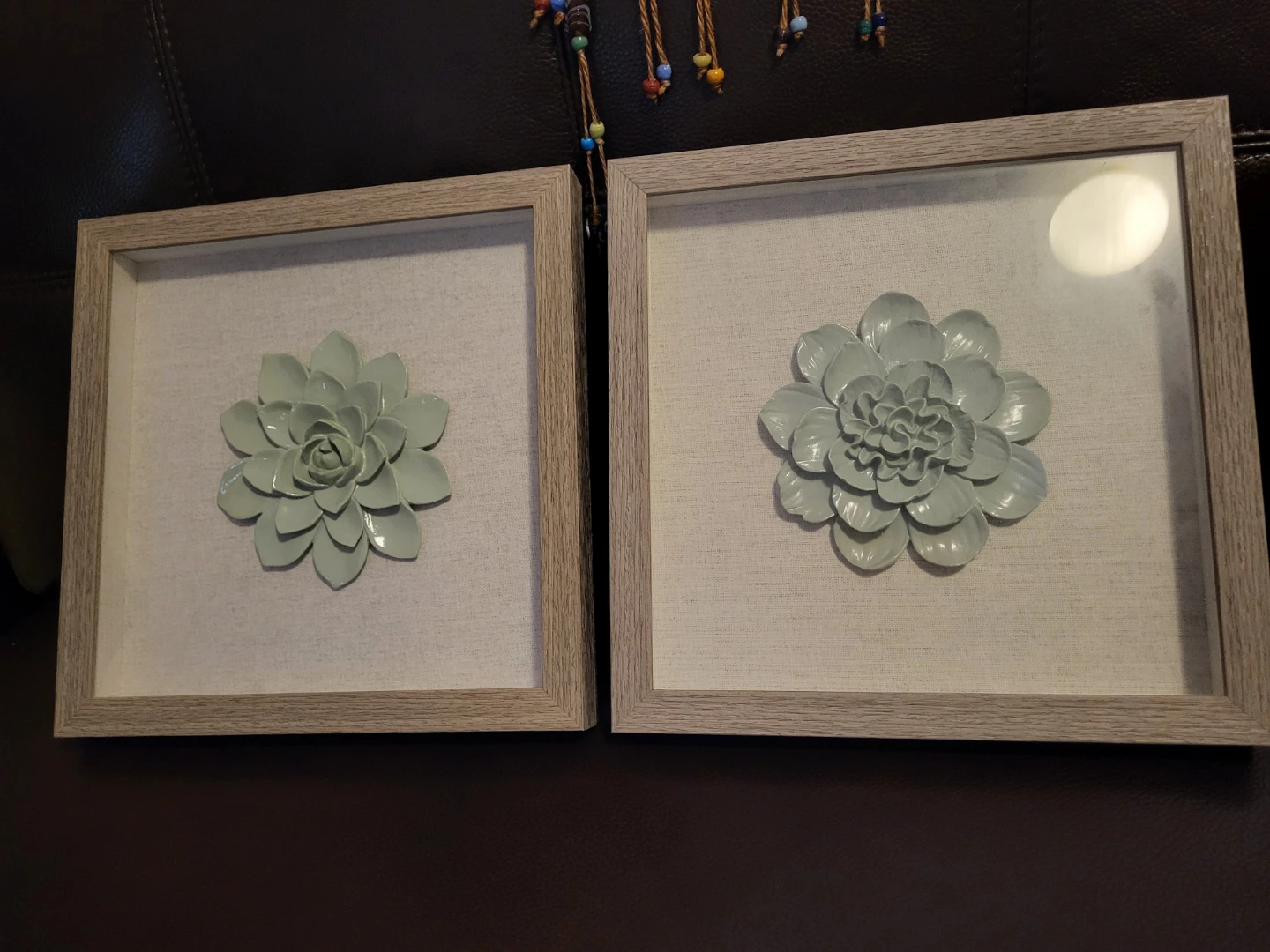 Set of 2 Mint Green Flower Wall Art - photo 2