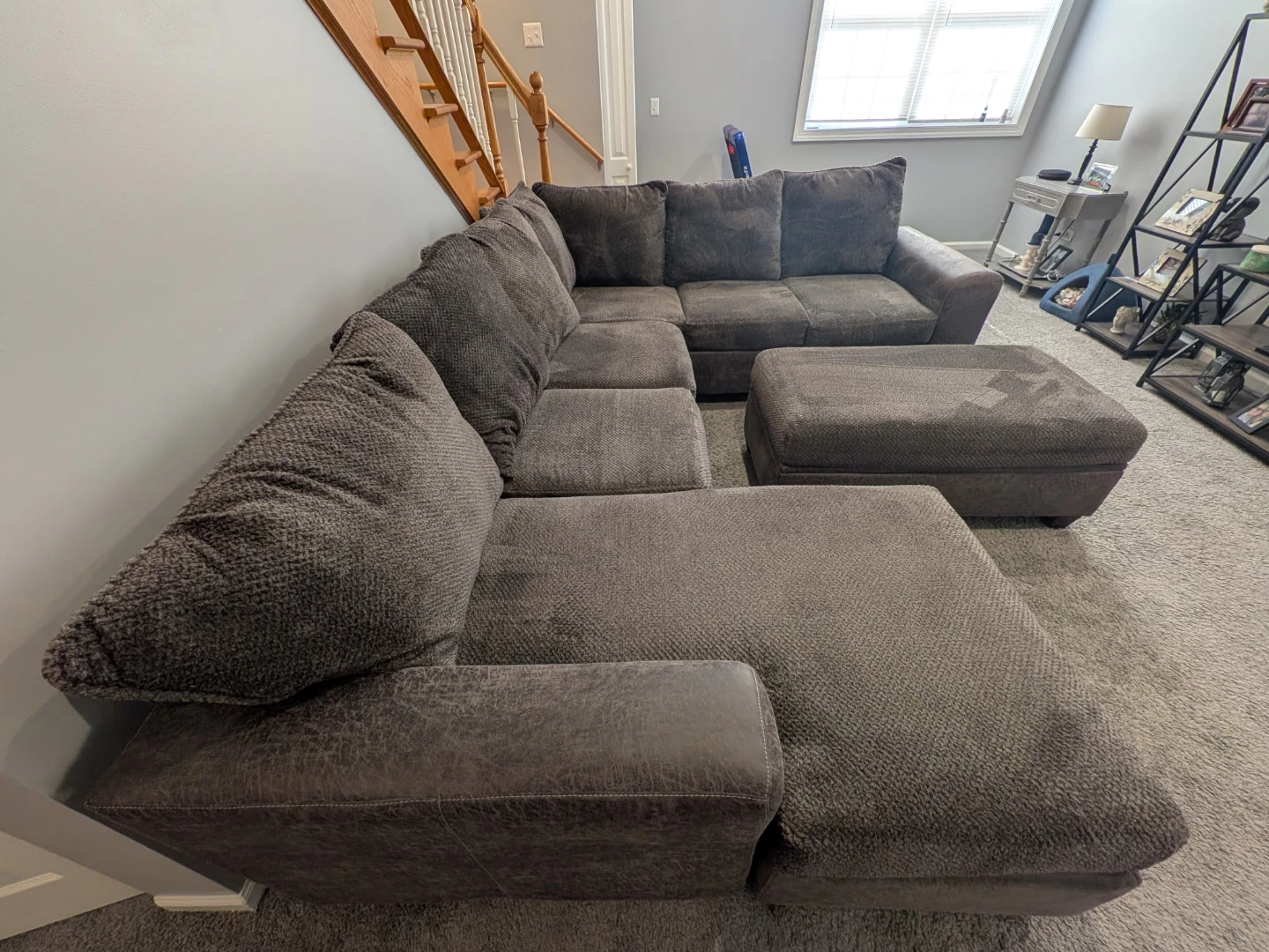 Dark Gray Sectional Sofa with Storage Ottoman