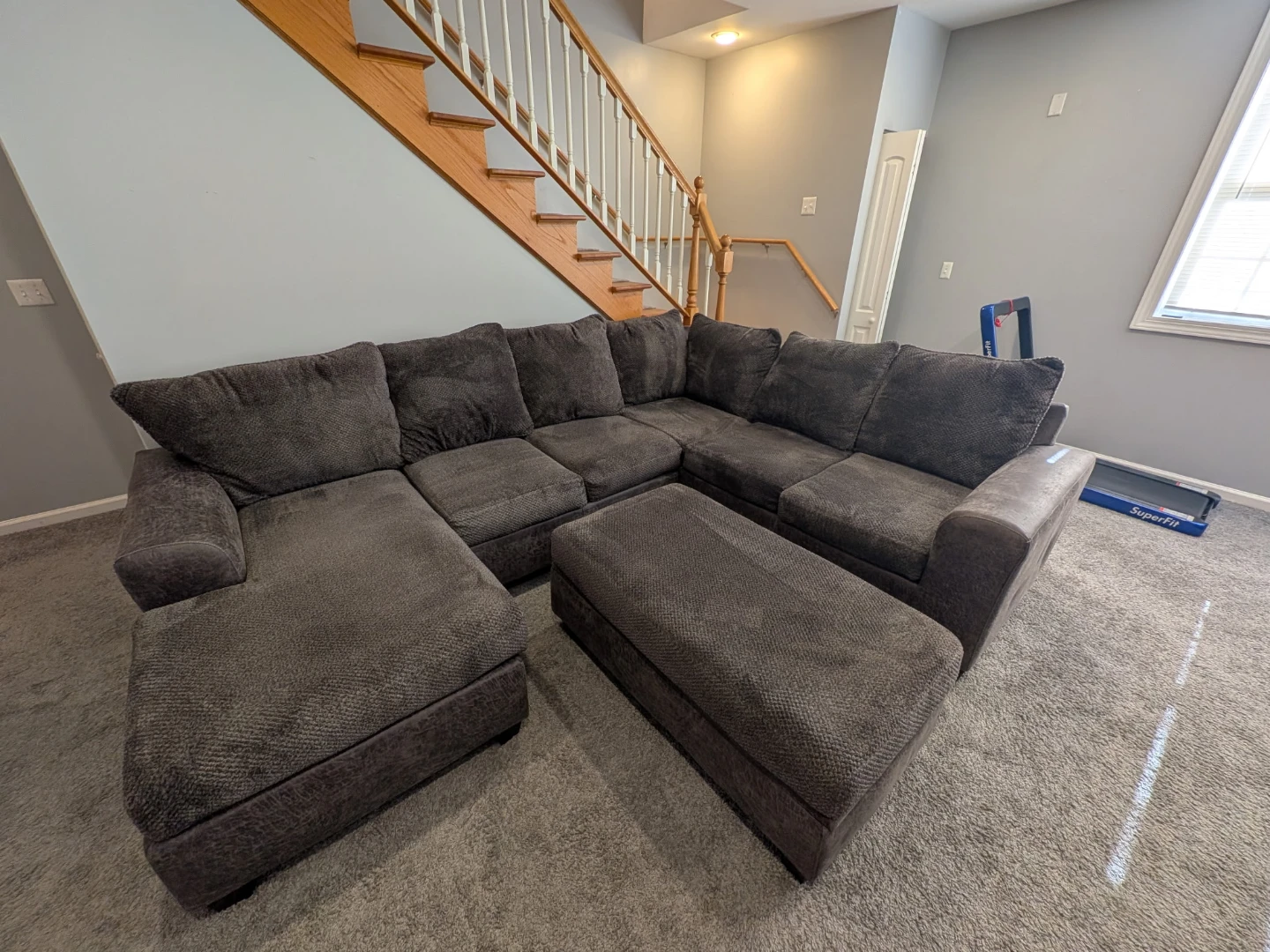 Dark Gray Sectional Sofa with Storage Ottoman - photo 2