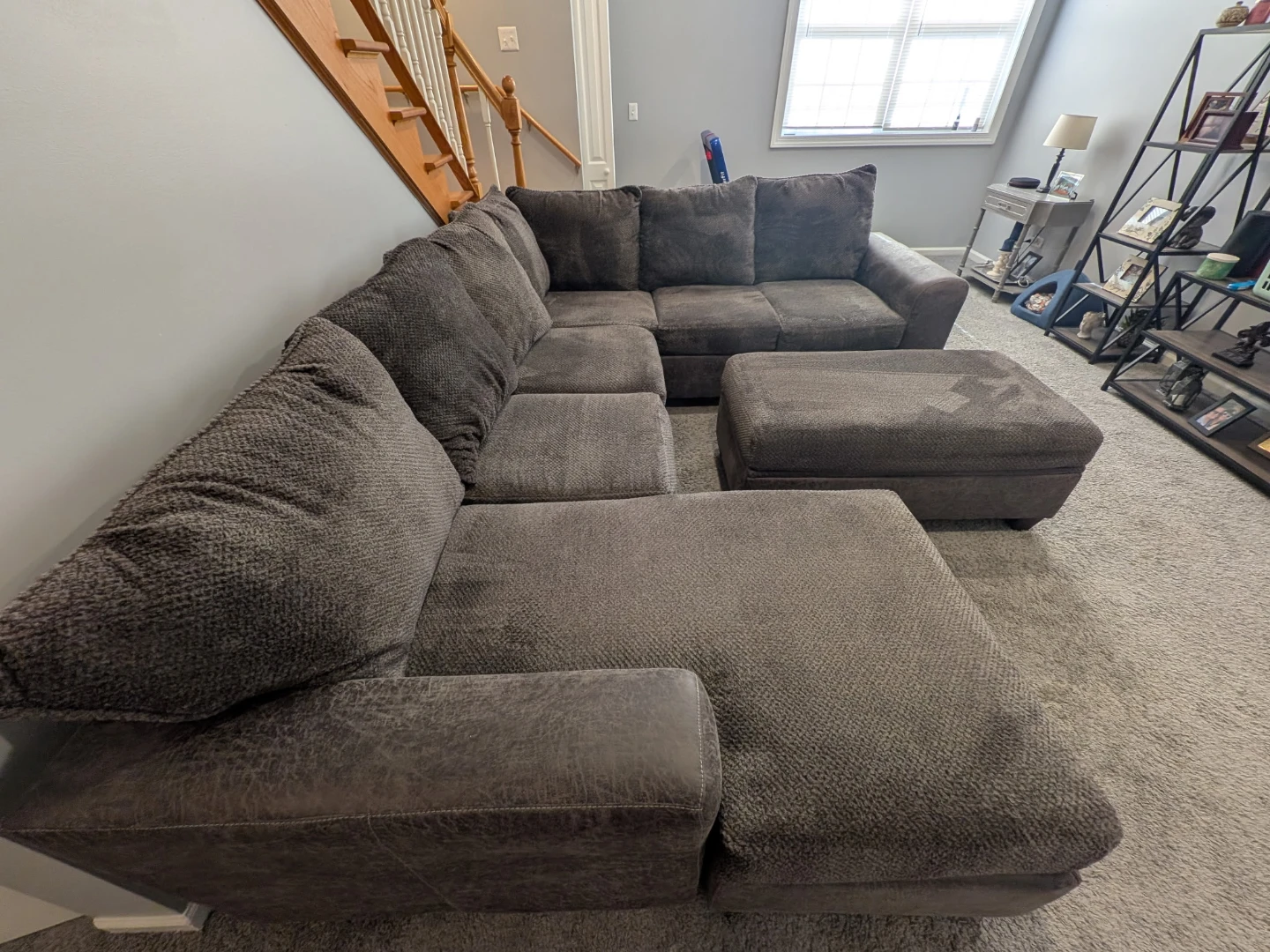 Dark Gray Sectional Sofa with Storage Ottoman - photo 3
