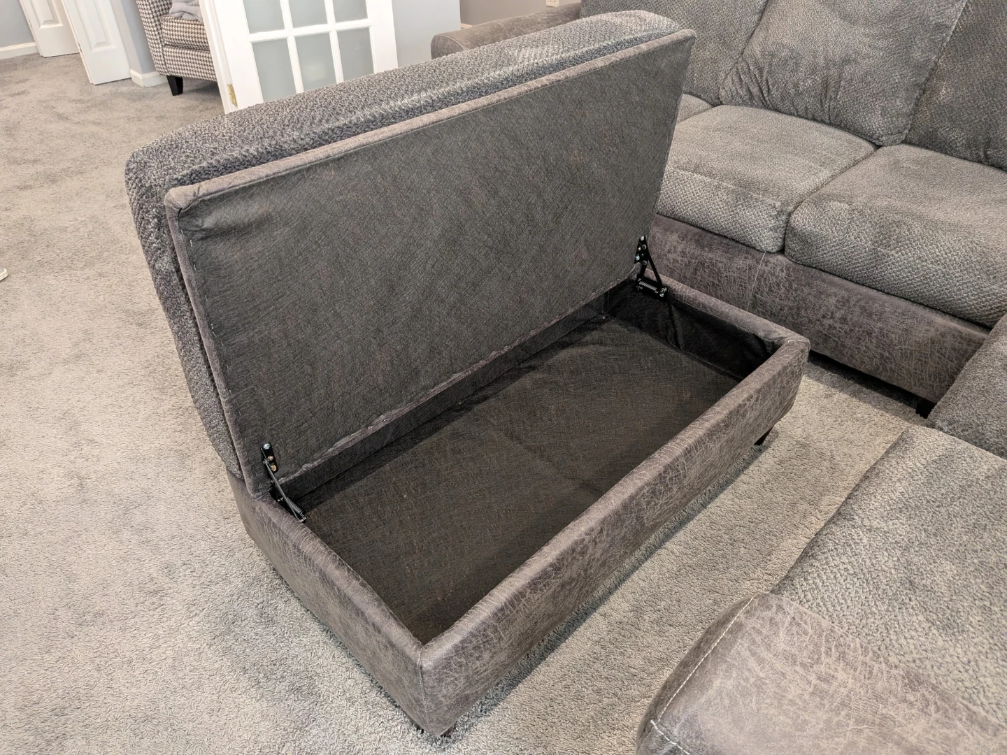 Dark Gray Sectional Sofa with Storage Ottoman - photo 4
