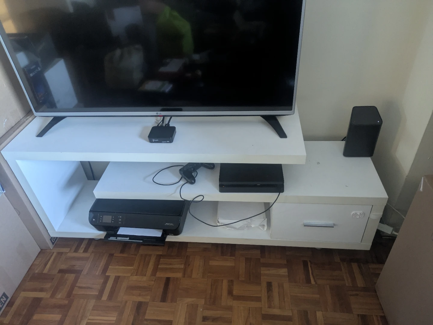 White TV Stand with Drawer - photo 2