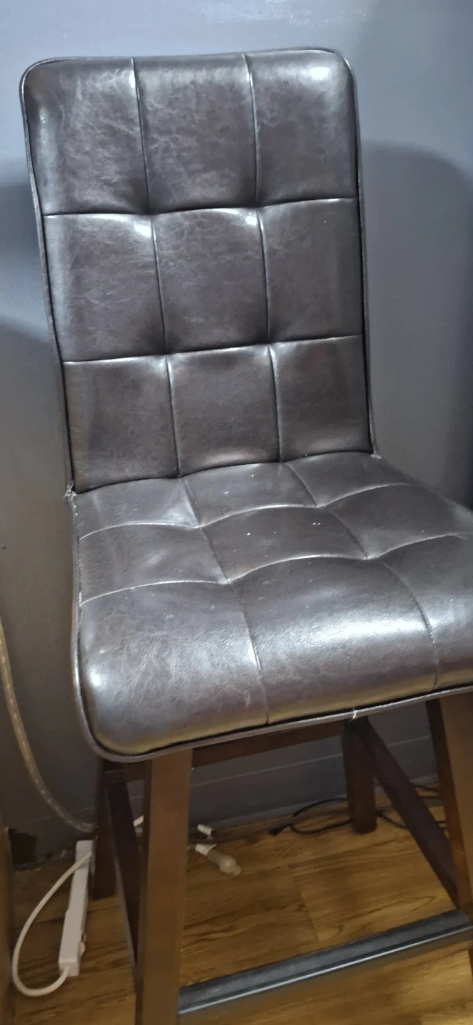 Dark Brown Faux Leather Bar Stool - photo 2