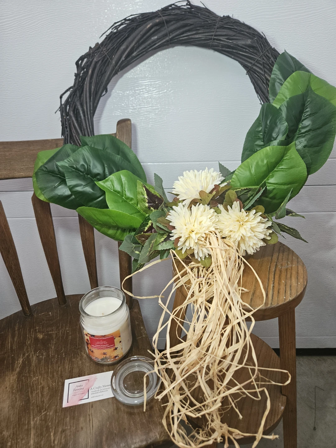 Ashland Scented Candle 17 oz and Floral Wreath
