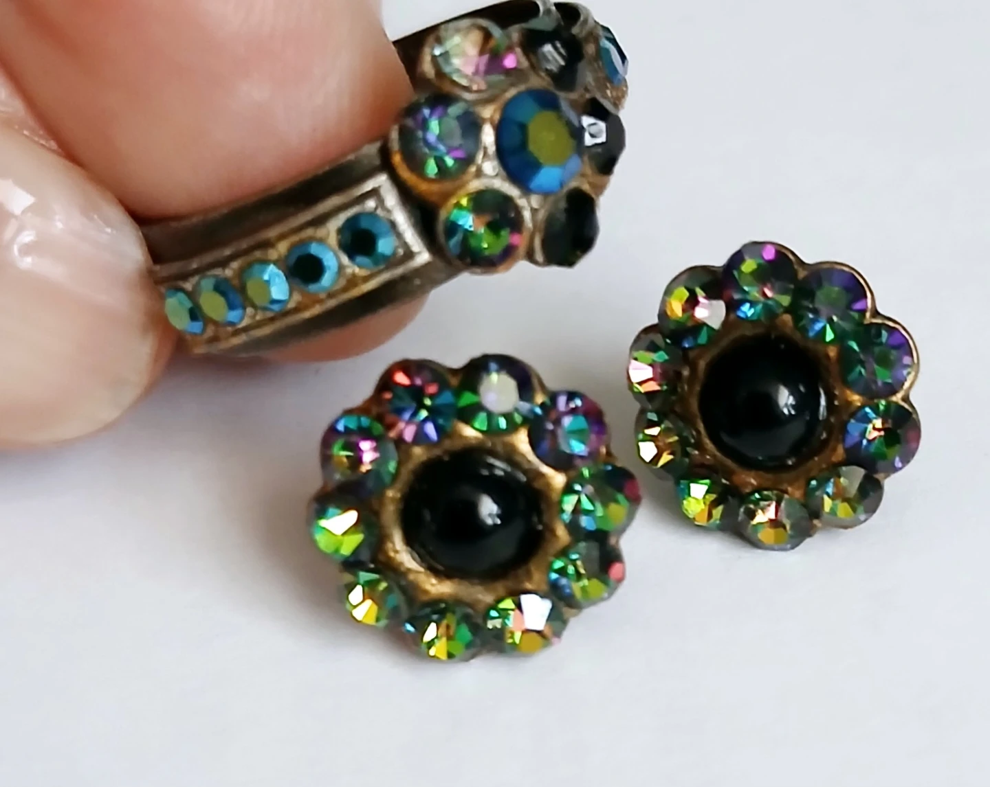 Vintage Rhinestone Ring and Earrings Set - photo 3