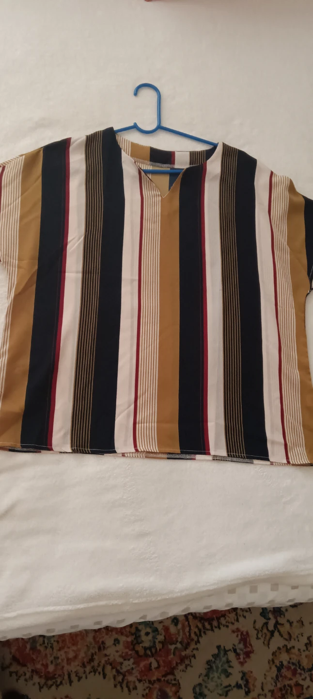 Striped V-Neck Blouse - photo 2