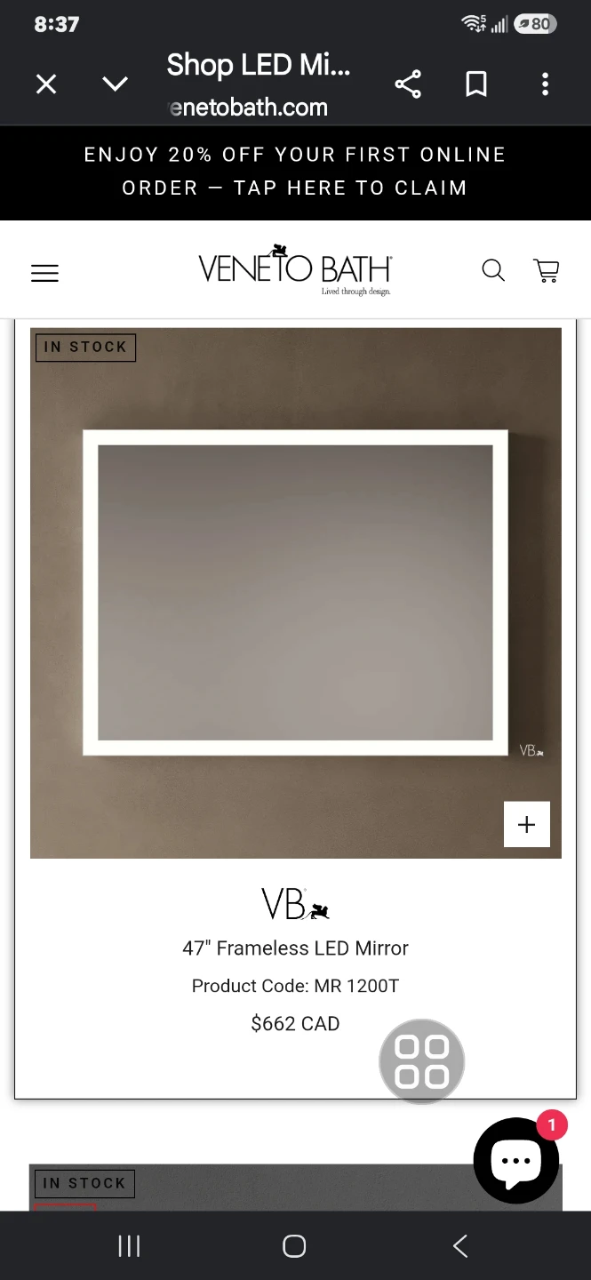 Veneto Bath 47" Frameless LED Mirror MR 1200T