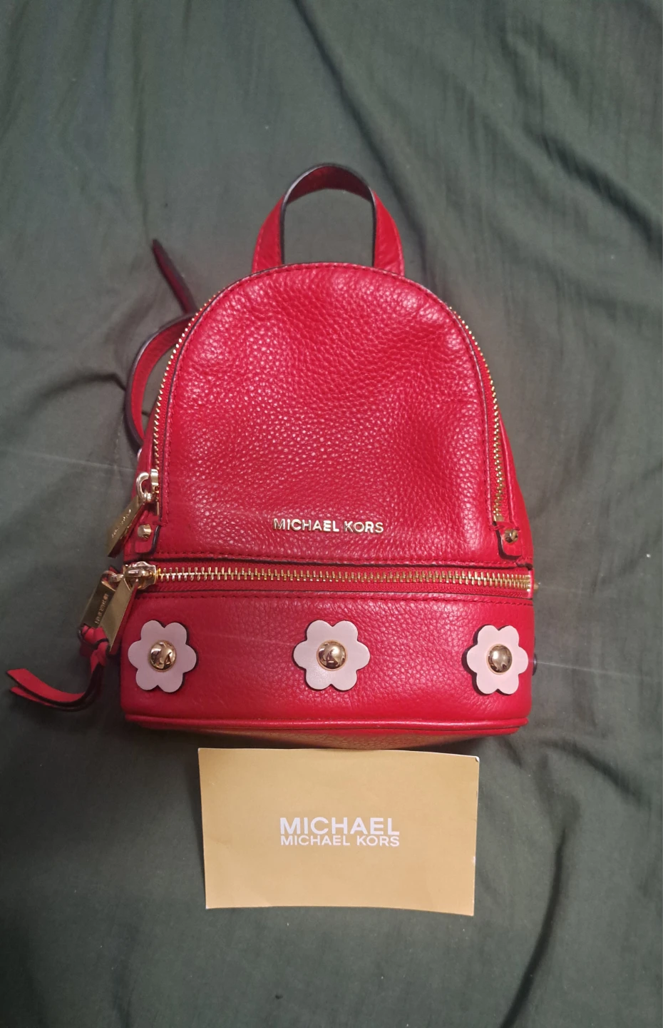 Michael Kors Rhea Mini Backpack with Flowers - Red
