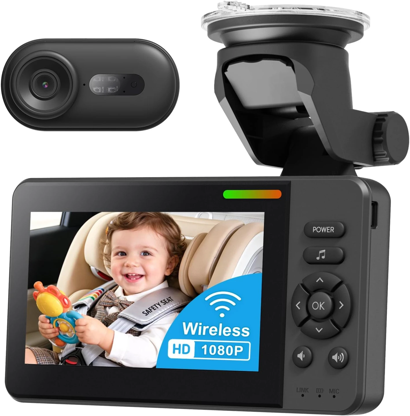 Wireless Baby Car Camera 4.3" Screen HD 1080P