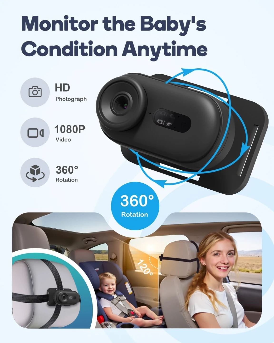 Wireless Baby Car Camera 4.3" Screen HD 1080P - photo 4