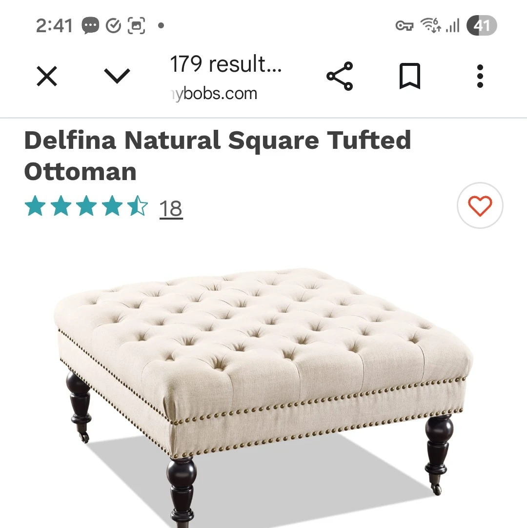 Free Delfina Natural Square Tufted Ottoman