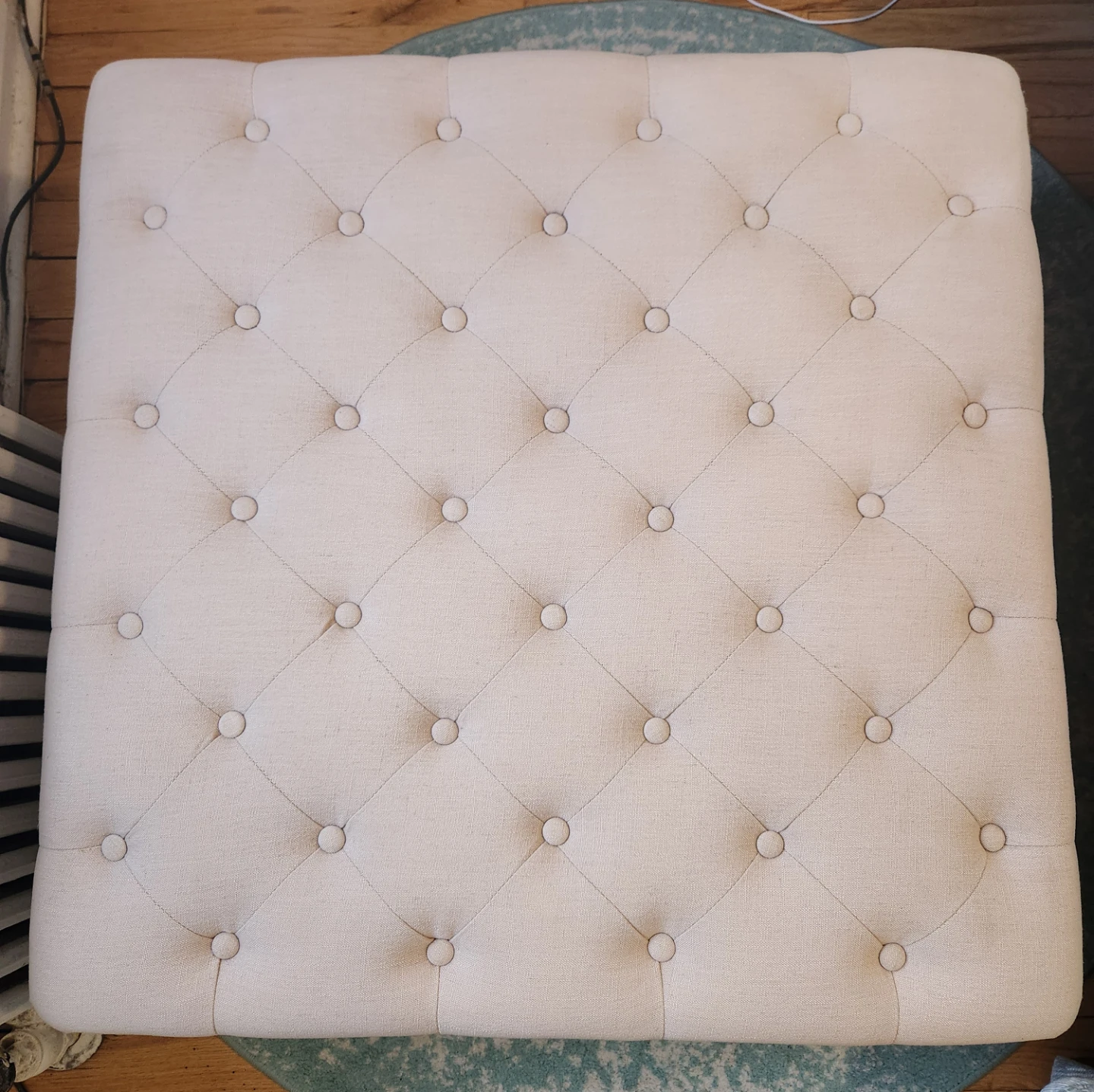 Free Delfina Natural Square Tufted Ottoman - photo 2