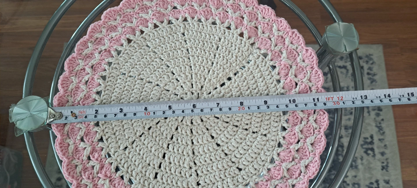 Handmade Crochet Doily Set - Pink & Cream - photo 4