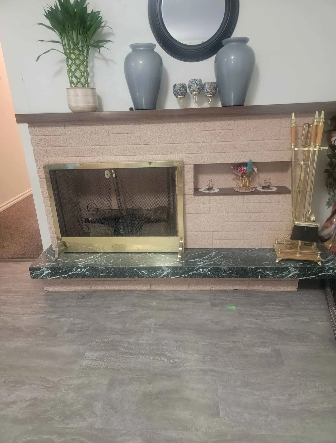 Vintage Fireplace with  Screen and Tools Set - photo 2