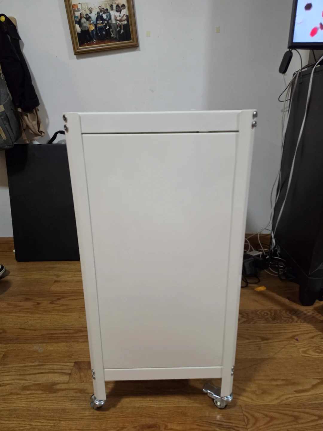 White Metal and Glass Cabinet with Wheels - photo 5