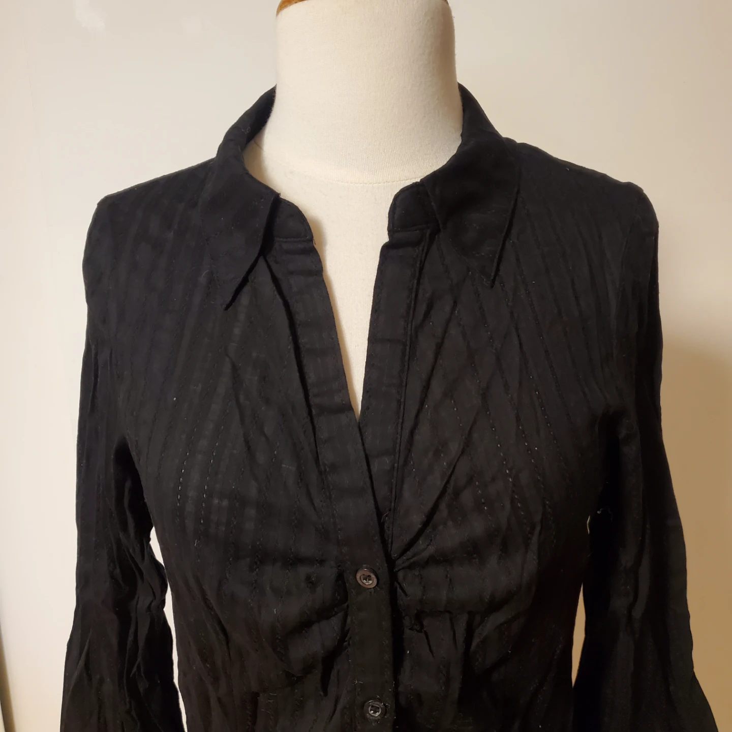 Black Striped Button-Up Shirt
