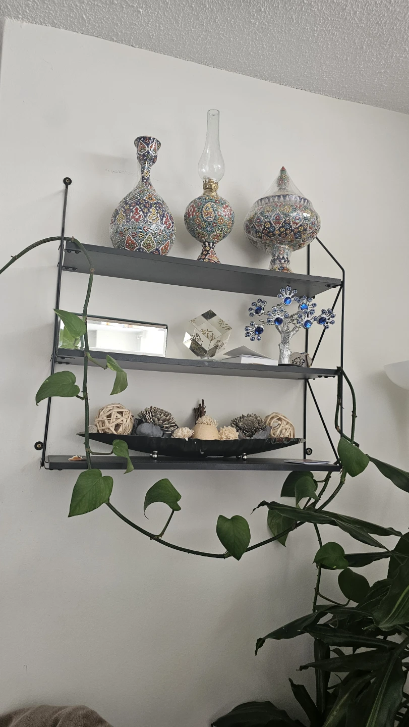 Black Metal 3-Tier Wall Shelf