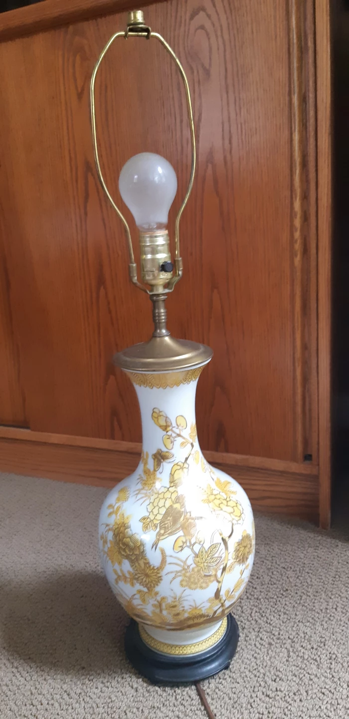 White and Gold Ceramic Table Lamp