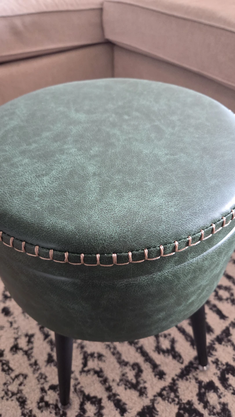 Leather Ottoman with Reversible Wood Tray Top & Storage *new - photo 3