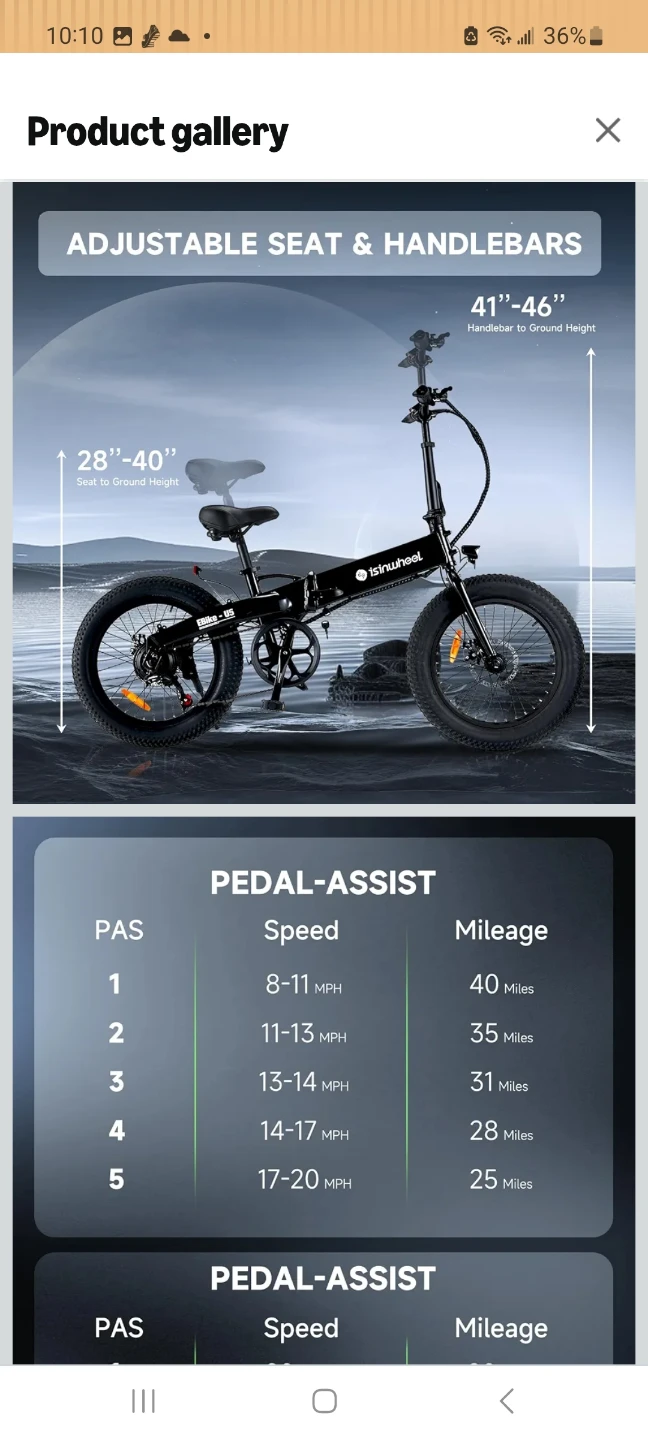 isinwheel U5Pro Electric Folding Fat Tire E-bike - photo 5