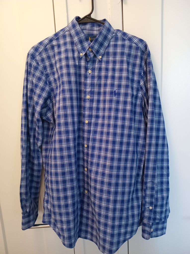 Ralph Lauren Plaid Button-Down Shirt - Blue - Size M