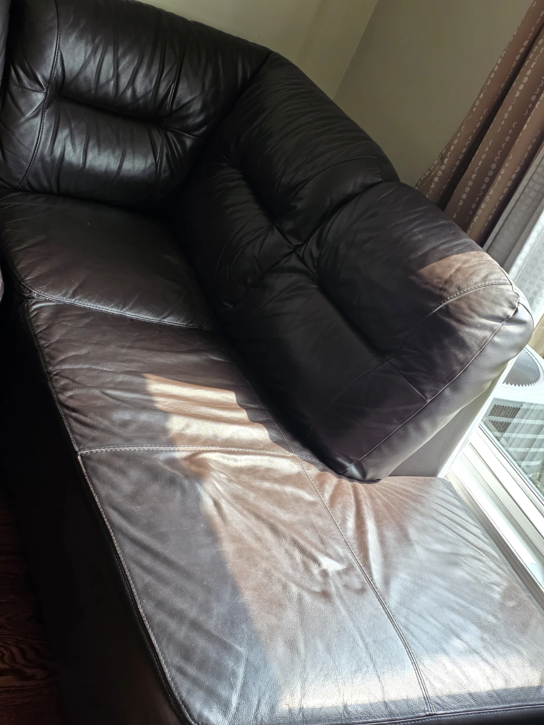 Dark Brown Leather Sectional Sofa - photo 2