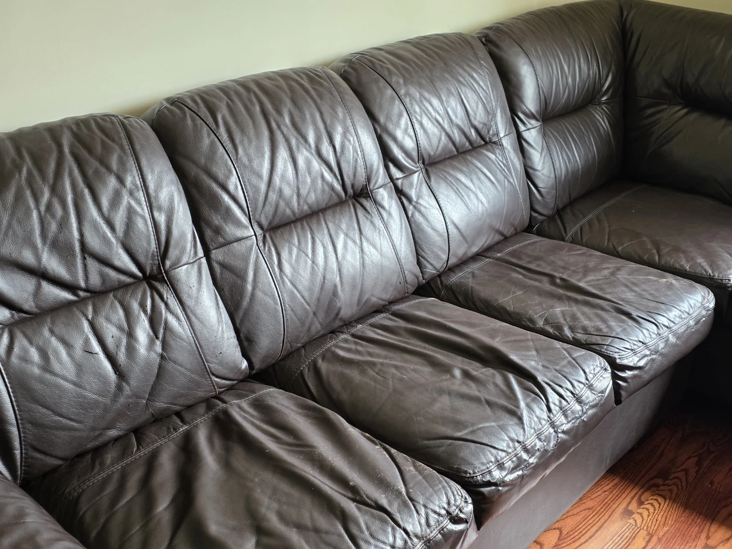Dark Brown Leather Sectional Sofa - photo 3