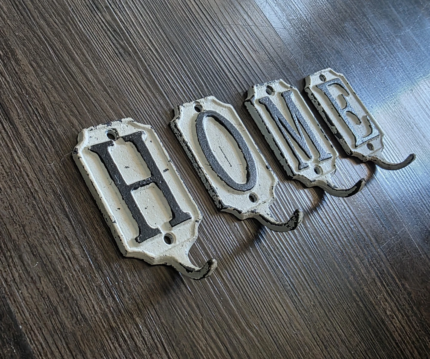 Set of 4 'HOME' cast iron Wall Hooks - photo 2