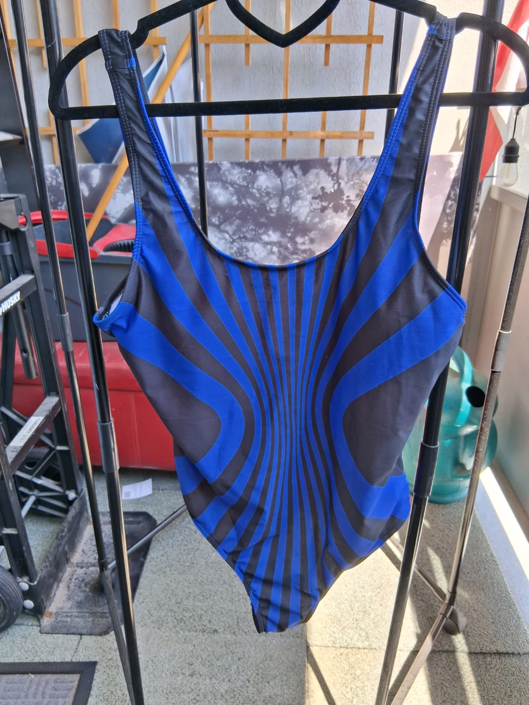 Blue/ black optical illusion swimsuit