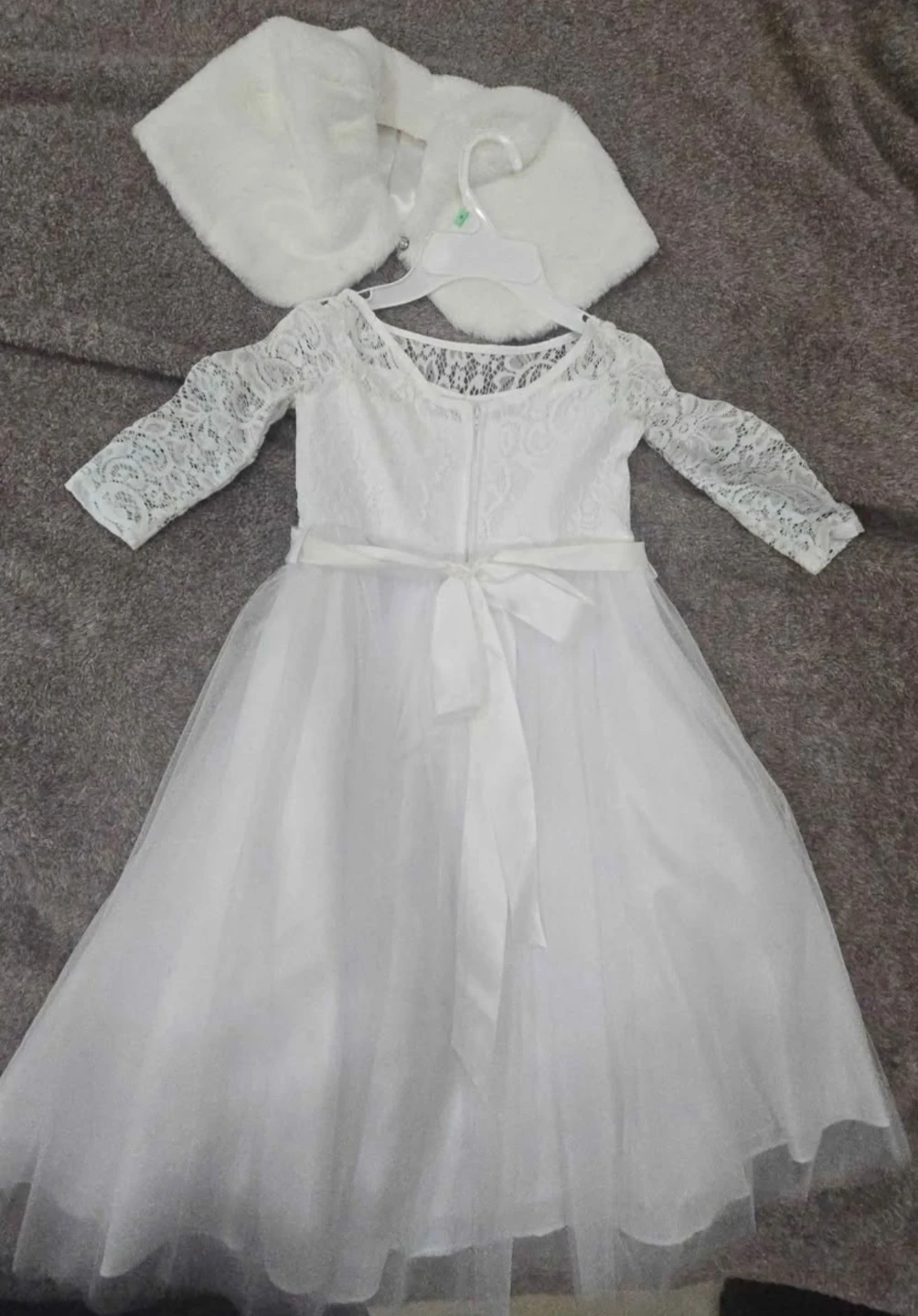 White Lace Flower Girl Dress/ First Communion Dress with Bolero - photo 2