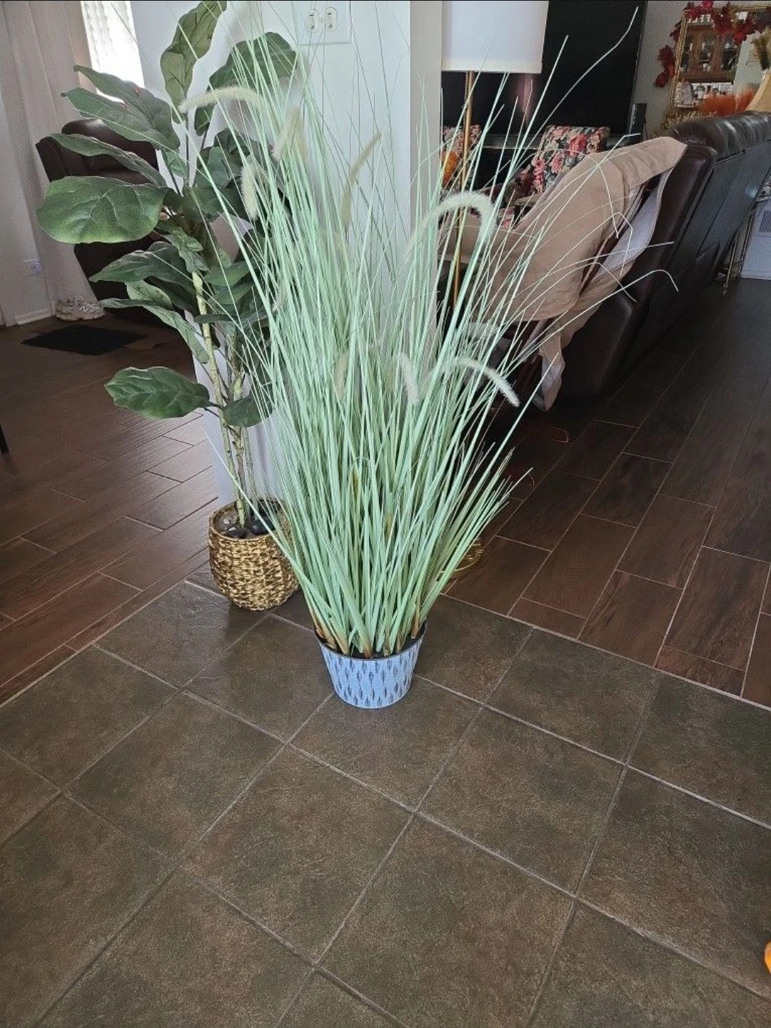 Tall Faux Grass Plant in Decorative Pot - photo 2