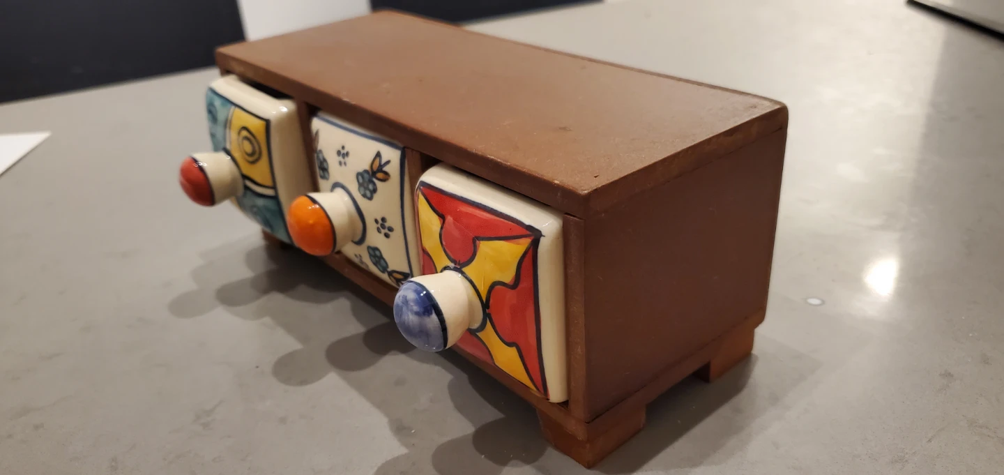 Traditional Indian Ceramic Hand Painted 3 Drawer Set - photo 2