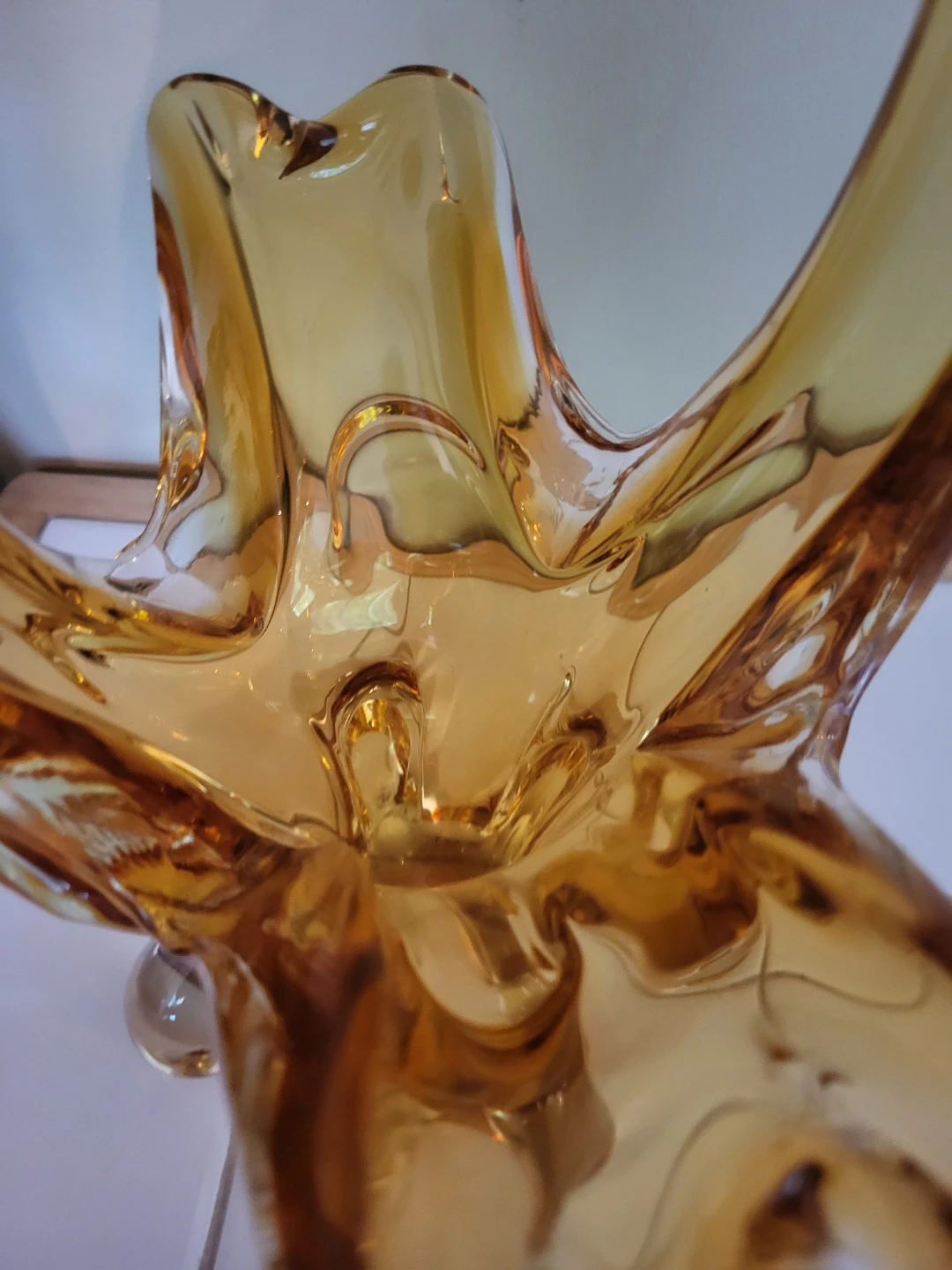 Vintage Chalet Amber Art Glass Centerpiece - photo 3