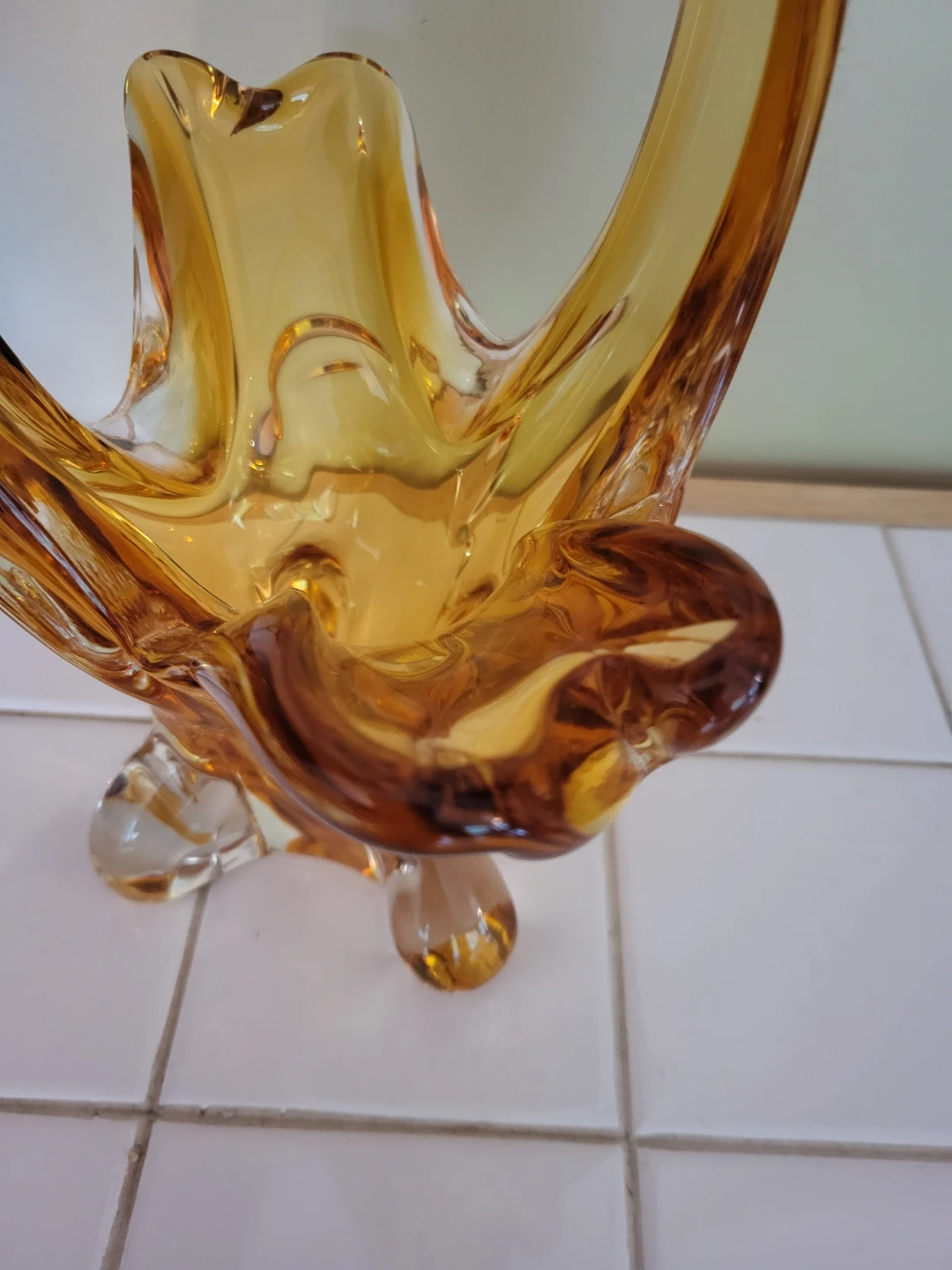 Vintage Chalet Amber Art Glass Centerpiece - photo 4