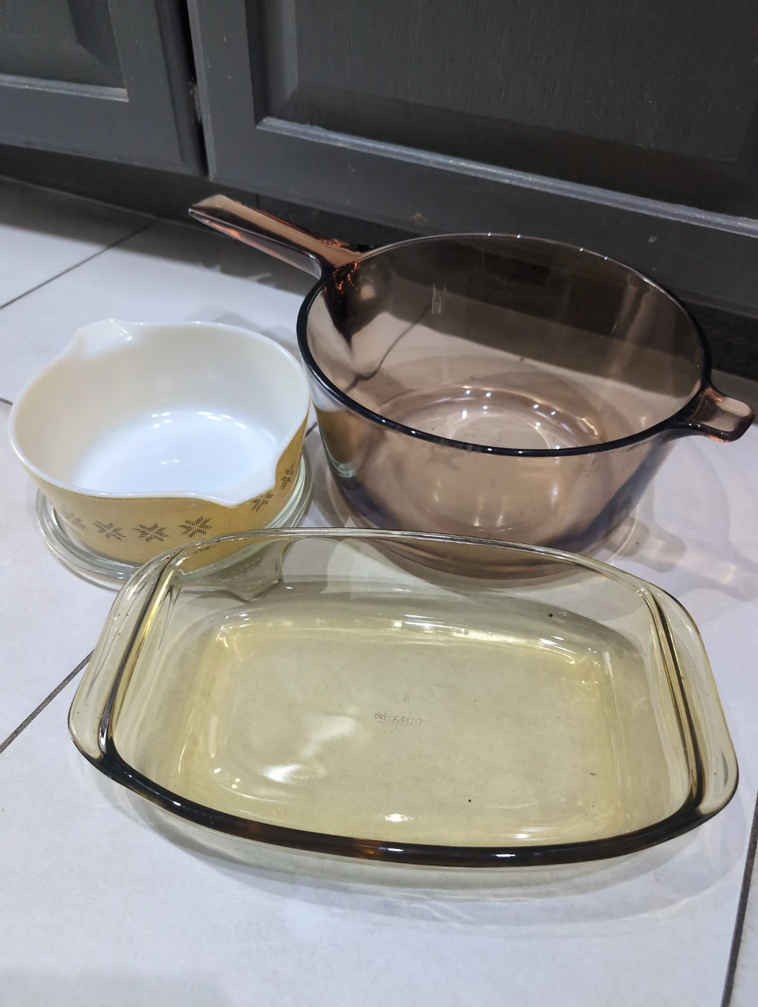 Pyrex Amber Glass Baking Dishes and Pot