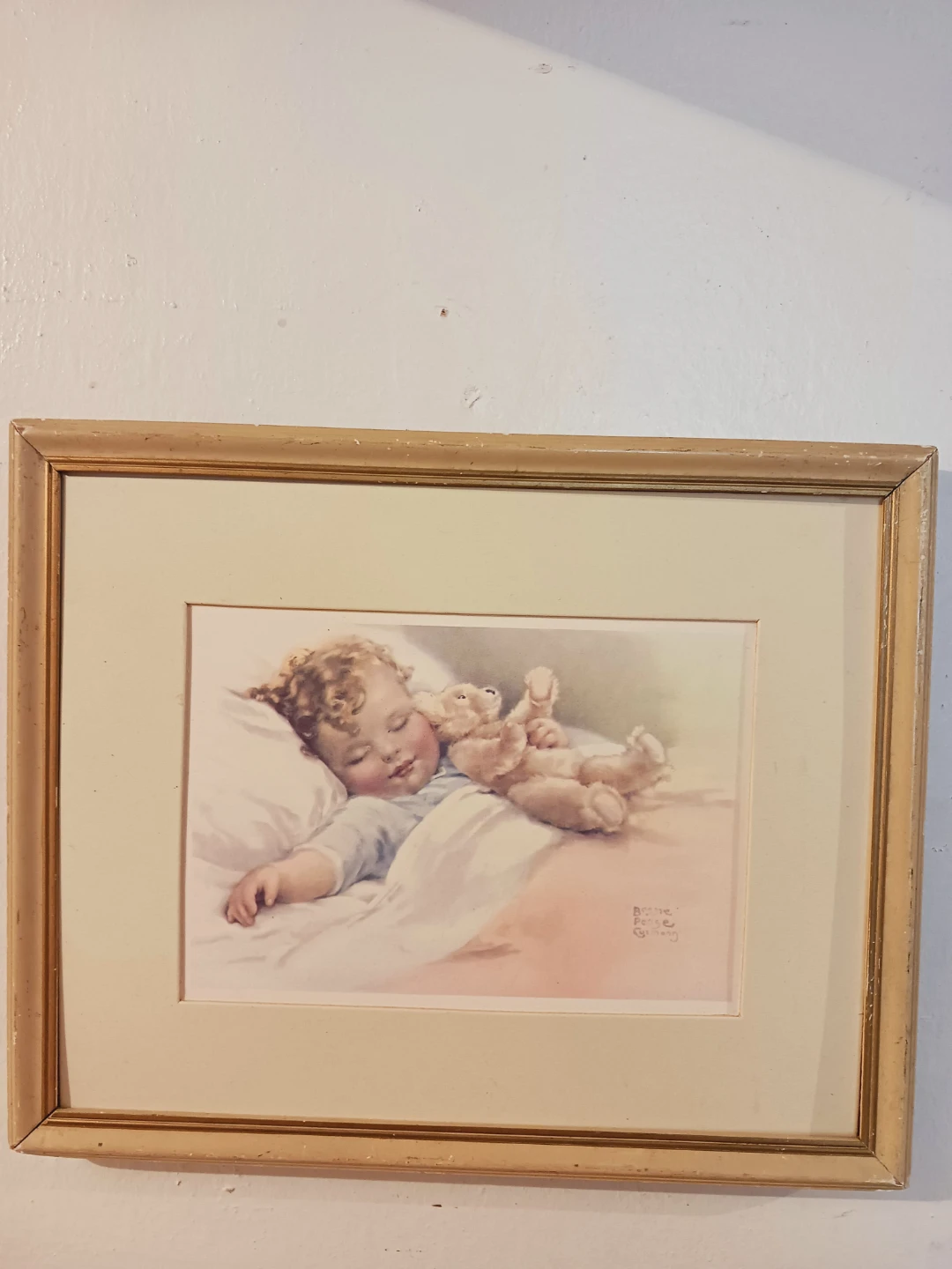 Framed Print of Sleeping Baby with Teddy Bear - photo 5