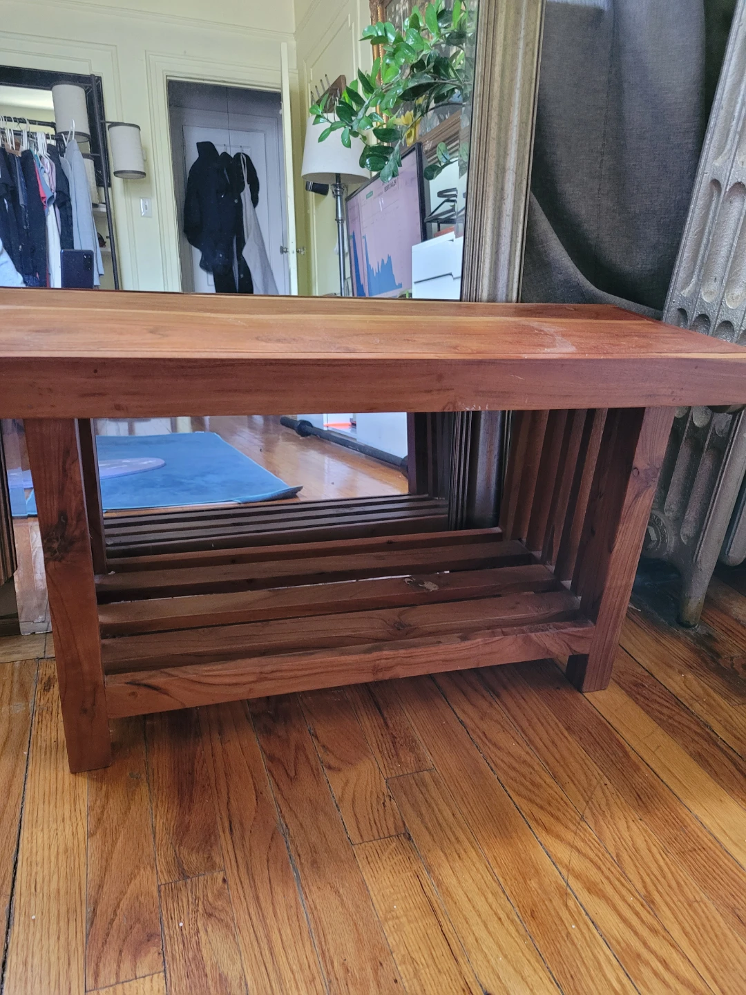 Wooden Bench with Shelf - photo 2
