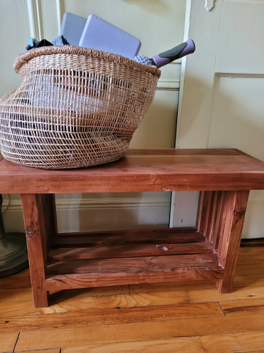 Wooden Bench with Shelf - photo 5