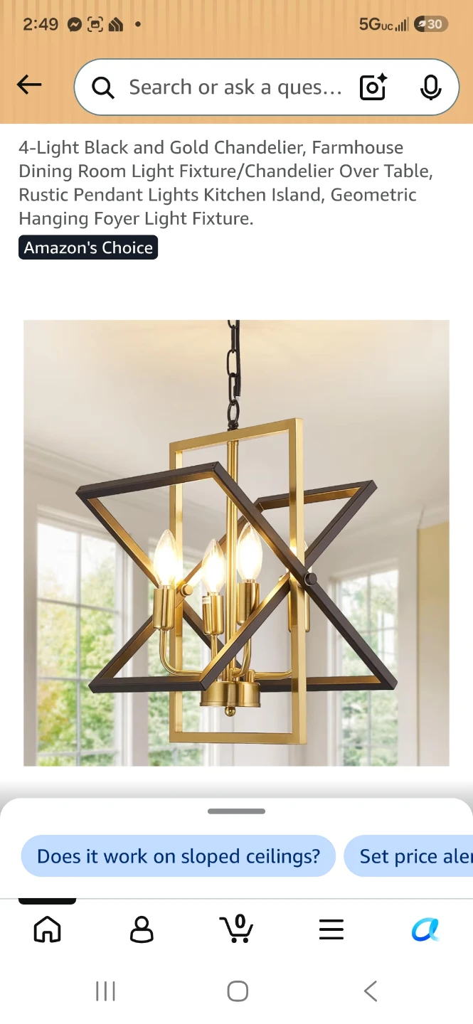 WJshome 4-Light Black and Gold Chandelier