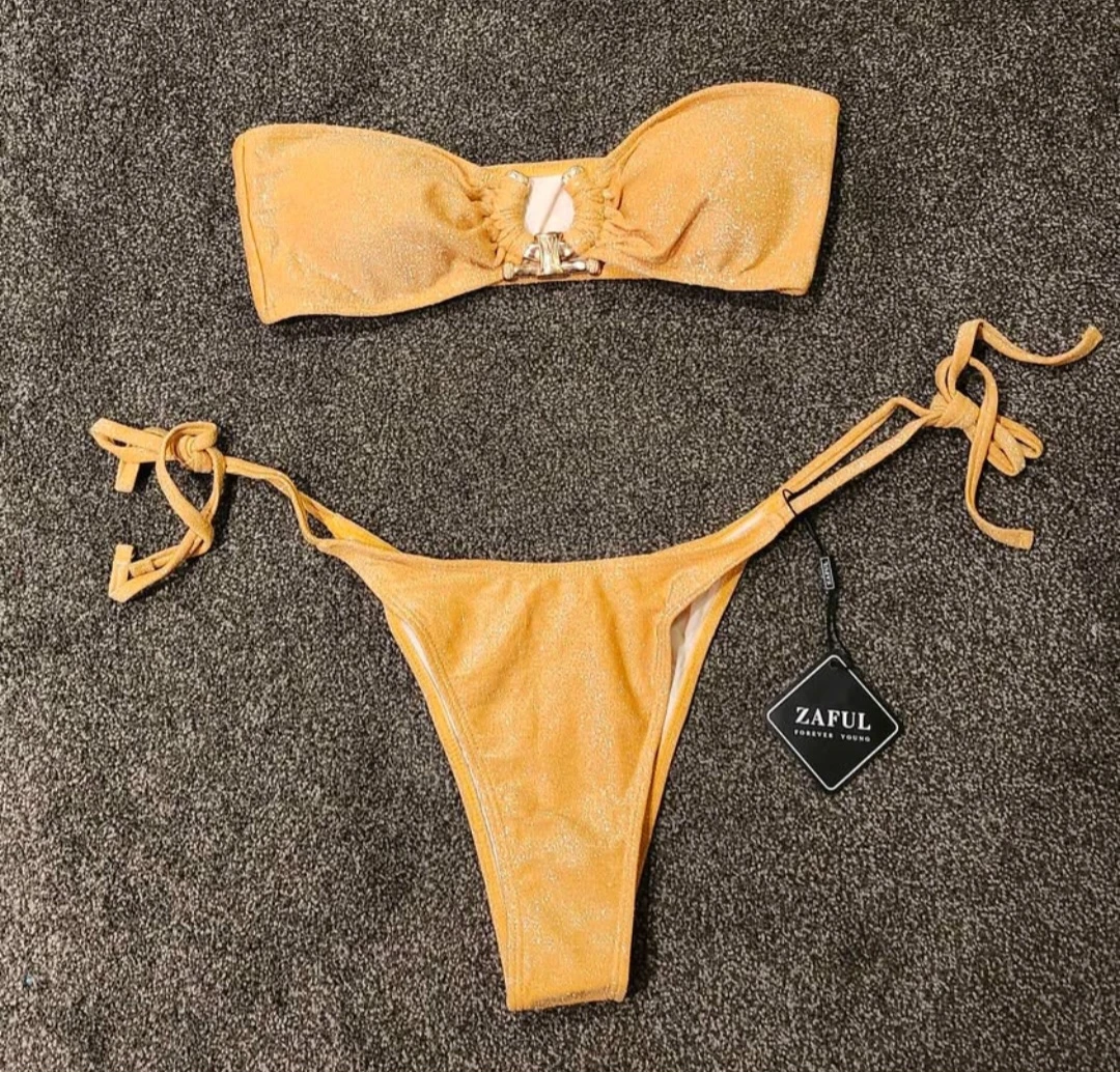 Zaful Orange Glitter Bikini